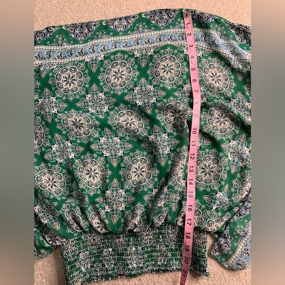Max Studio Boho Batwing Floral Top Women Small Green - Picture 4 of 8